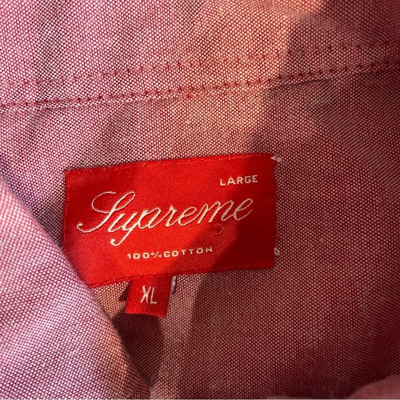 Supreme Red Gingam Long Sleeve Button Cuffes Button Front Shirt - Picture 6 of 9